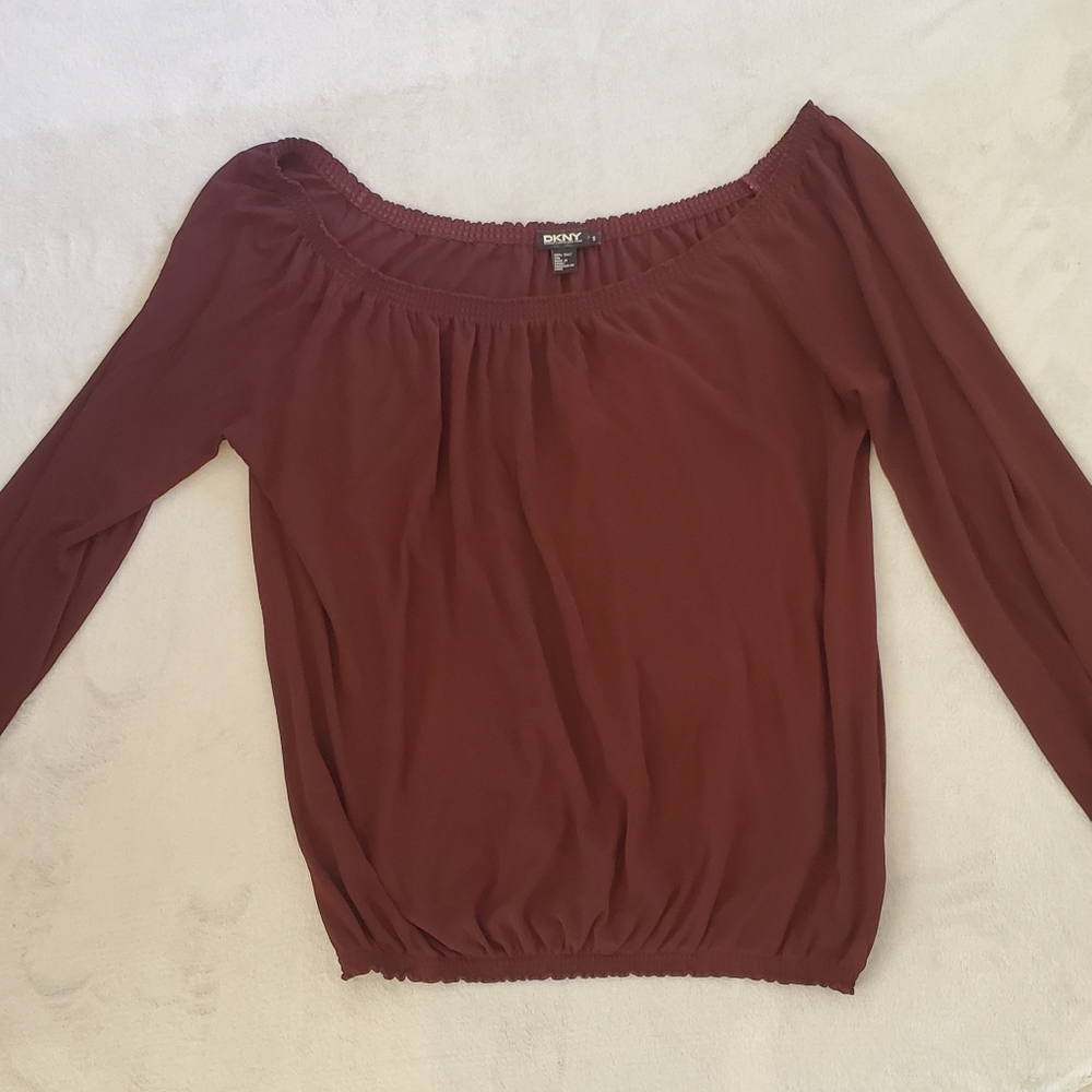 DKNY Wide Neck Top 100% Silk Vintage